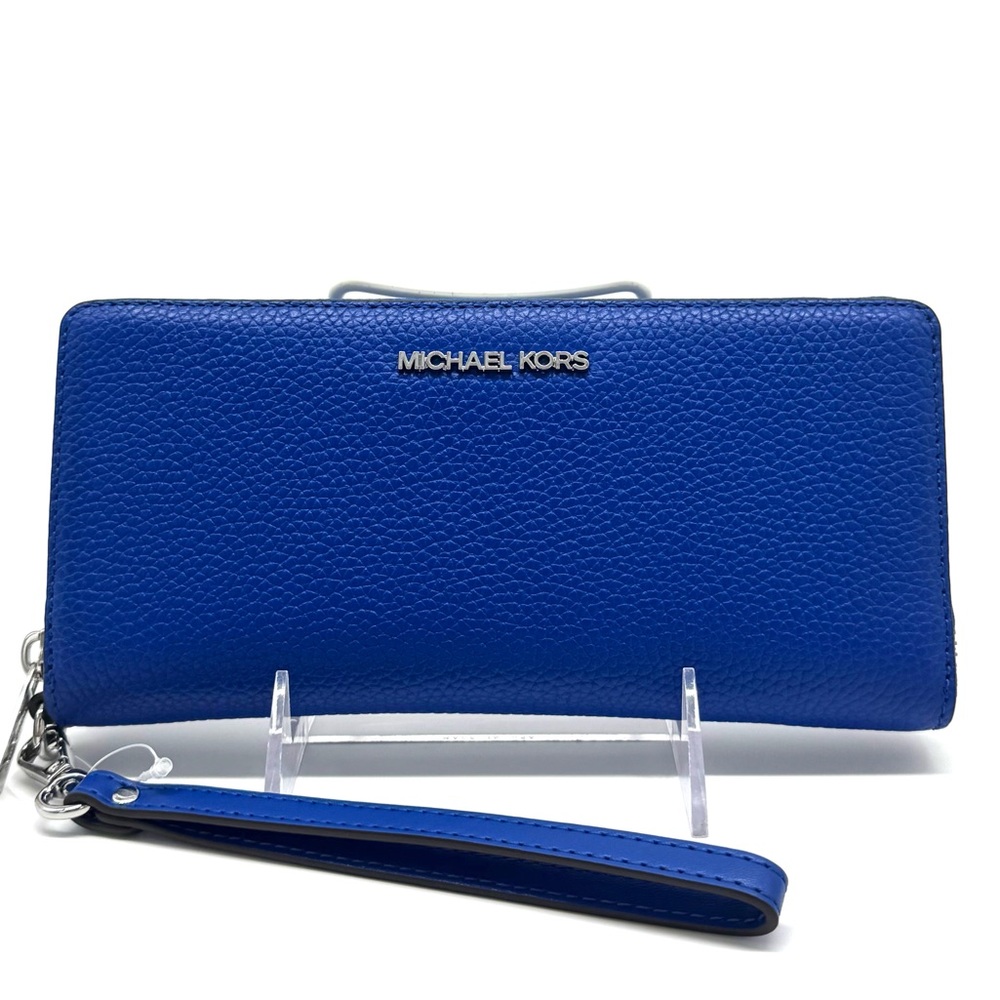 Michael Kors Jet Set Travel Large Leather Continental Wallet Galaxy Blue
